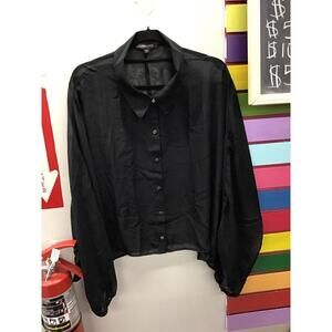 Colleen Lopez Sheer button down crop size 2X new from HSN black